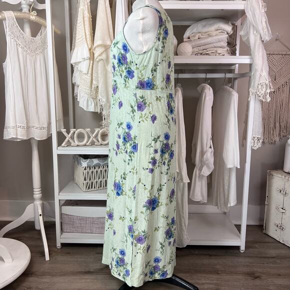 vintage Karin Stevens size 16 floral maxi dress light green. summery #1018 - Picture 2 of 10